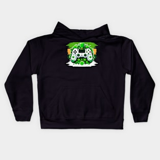 Video Game Controller Shamrock Gamer St Patricks Day Gaming Kids Hoodie